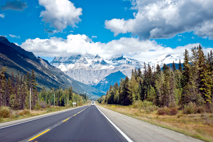 driving through the Canadian Rockies