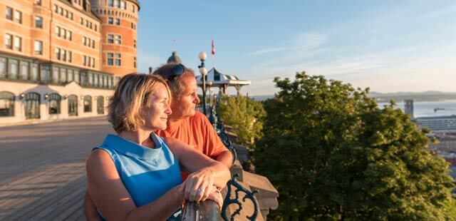 Admiring the views from Terrasse Dufferin